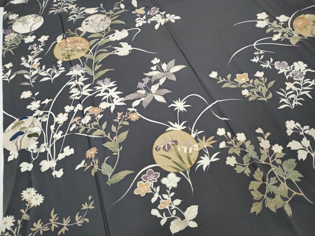平和屋着物●訪問着 駒刺繍 草花丸文 金彩 正絹 逸品 CABD7439ut