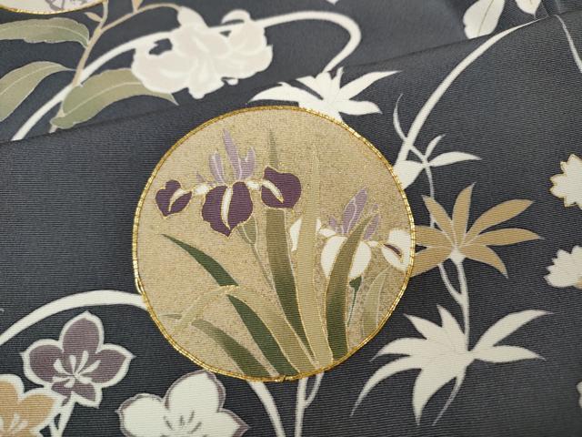 平和屋着物●訪問着 駒刺繍 草花丸文 金彩 正絹 逸品 CABD7439ut