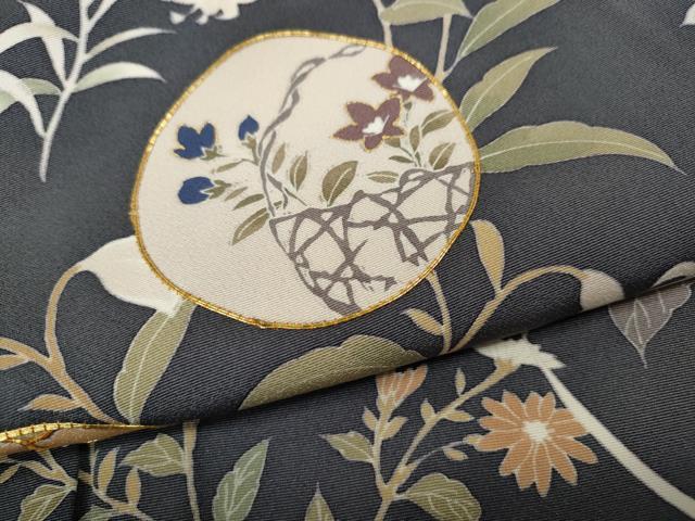 平和屋着物●訪問着 駒刺繍 草花丸文 金彩 正絹 逸品 CABD7439ut