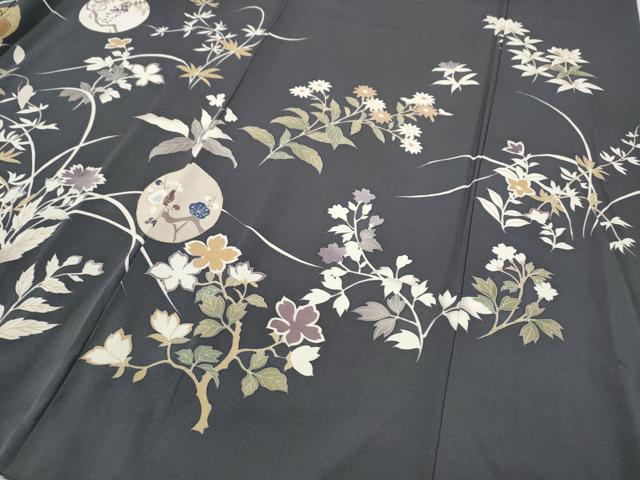 平和屋着物●訪問着 駒刺繍 草花丸文 金彩 正絹 逸品 CABD7439ut