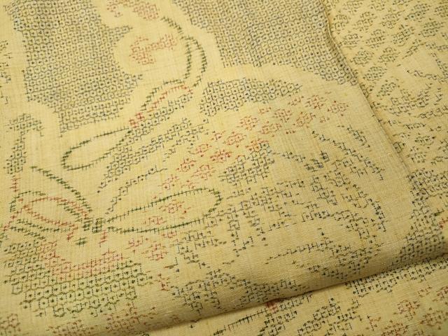 平和屋着物●本場結城紬 重要無形文化財 100亀甲 鞠花文 正絹 逸品 CABD7444ut