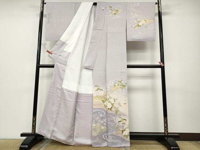 平和屋着物●訪問着 流水草花文 暈し染め 金彩 高島屋扱い 正絹 逸品 CABD7452ut