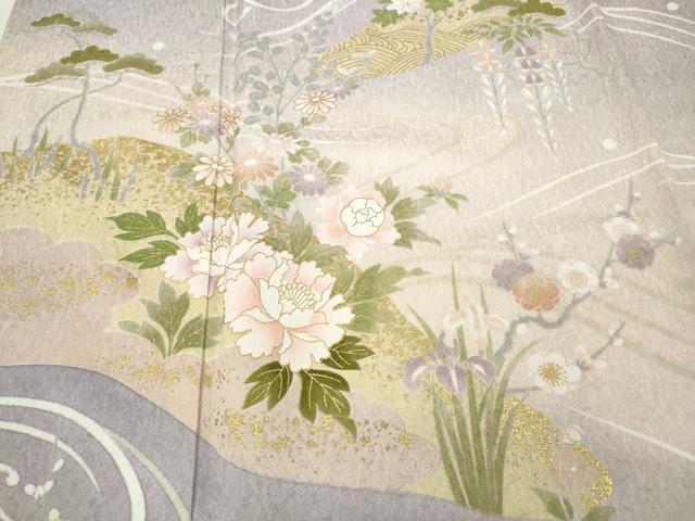 平和屋着物●訪問着 流水草花文 暈し染め 金彩 高島屋扱い 正絹 逸品 CABD7452ut