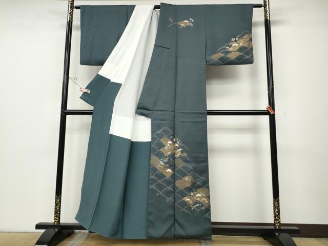 平和屋着物●訪問着 駒刺繍 宝尽くし松花文 金彩 正絹 逸品 CABD7457ut