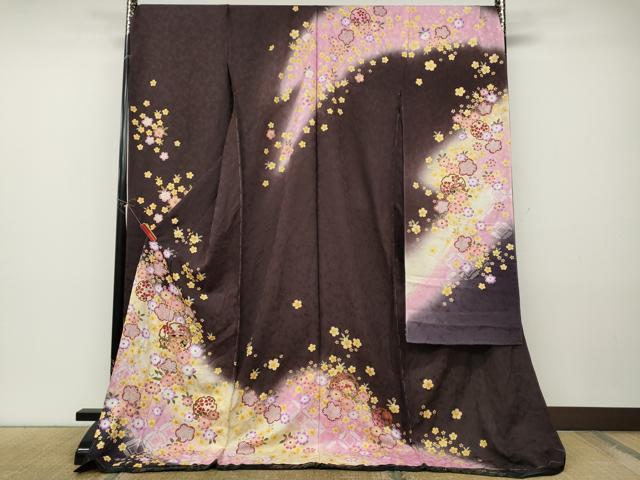 平和屋着物●豪華振袖 雪輪糸巻き舞花文 暈し染め 金彩 仮絵羽 逸品 未使用 CABD7462ut