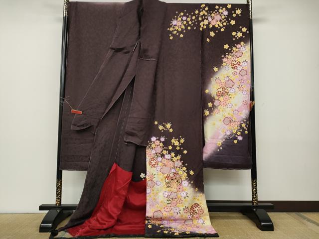 平和屋着物●豪華振袖 雪輪糸巻き舞花文 暈し染め 金彩 仮絵羽 逸品 未使用 CABD7462ut