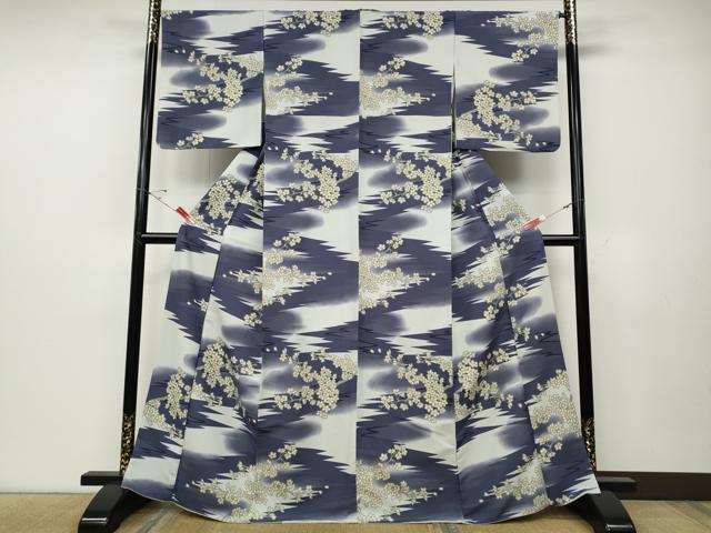 平和屋着物●小紋 霞枝桜文 洗える着物 CABD7468ut