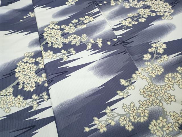 平和屋着物●小紋 霞枝桜文 洗える着物 CABD7468ut