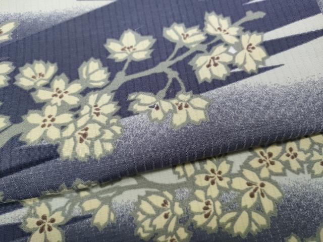 平和屋着物●小紋 霞枝桜文 洗える着物 CABD7468ut