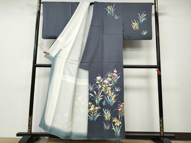 平和屋着物●訪問着 駒刺繍 草花文 金彩 正絹 逸品 CABD7481ut