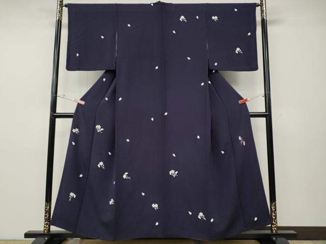 平和屋着物●洛楽人工房 訪問着 舞桜文 鬼しぼ縮緬 正絹 逸品 CABD7499ut