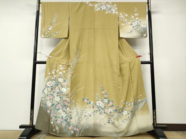 平和屋着物●訪問着 草花文 暈し染め 金彩 正絹 逸品 CABD7506ut