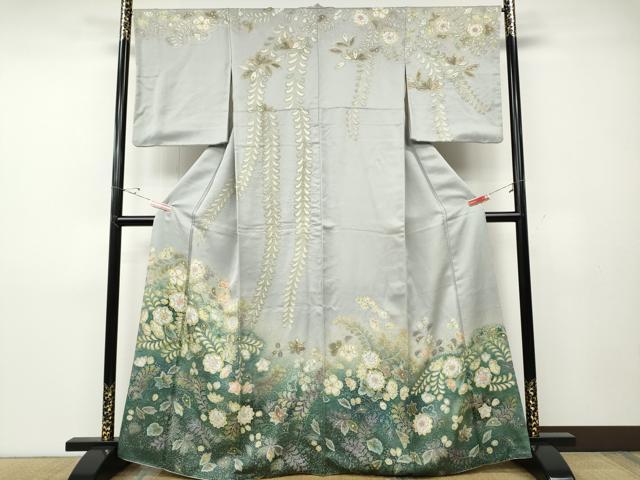 平和屋着物●訪問着 辻が花 絞り 暈し染め 金通し地 やまと誂製 正絹 逸品 CABD7509ut