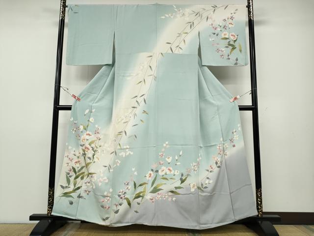 平和屋着物●訪問着 作家物 枝花文 暈し染め 正絹 逸品 CABD7524ut