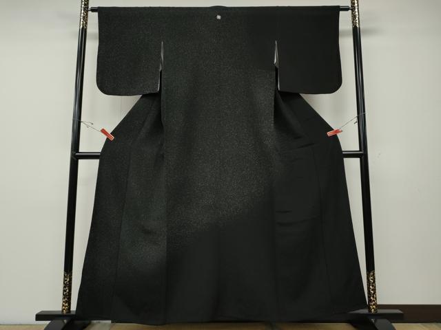 平和屋着物●訪問着 霞文 黒地 鬼しぼ縮緬 正絹 逸品 CABD7530ut