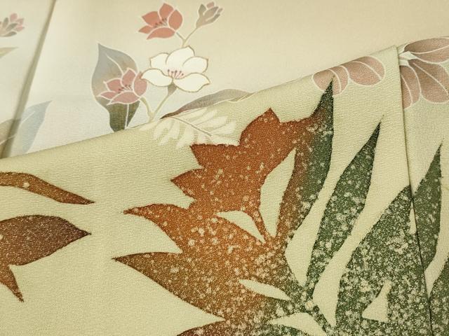 平和屋着物●訪問着 作家物 草花文 シルエット 金糸 正絹 逸品 CABD7546ut