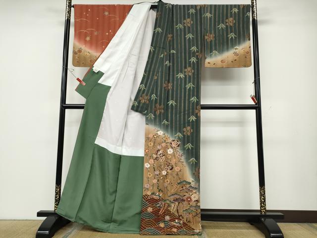 平和屋着物●訪問着 飛鳥草花丸文 金彩 正絹 逸品 CABD7552ut
