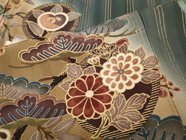 平和屋着物●訪問着 飛鳥草花丸文 金彩 正絹 逸品 CABD7552ut