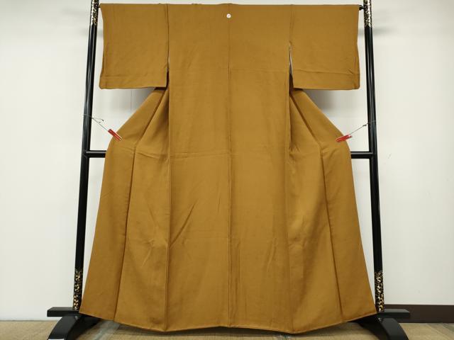 平和屋着物●上質な色無地 舞花地紋 狐色 正絹 逸品 CABD7556ut