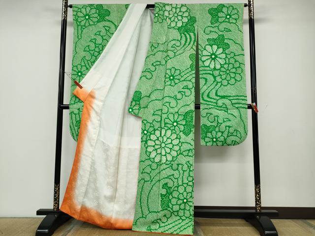 平和屋着物●豪華振袖 総絞り 立波舞花文 正絹 逸品 CABD7565ut