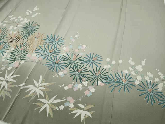 平和屋着物●訪問着 友禅 枝花松葉文 暈し染め 正絹 逸品 CABD7566ut