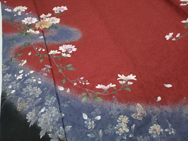 平和屋着物●豪華振袖 手描き 花蝶文 暈し染め 金彩 やまと誂製 正絹 逸品 CABD7569ut