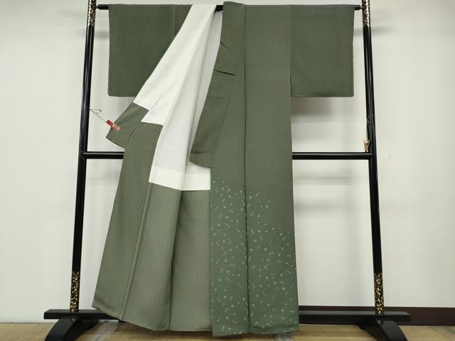 平和屋着物●訪問着 よろけ縞舞花文 鬼しぼ縮緬 正絹 逸品 未使用 CABD7576ut