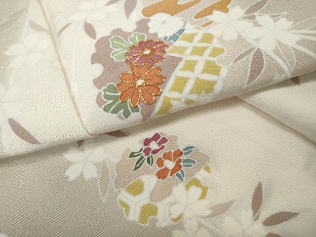 平和屋着物●訪問着 駒刺繍 雪輪花文 暈し染め 鈴乃屋扱い 正絹 逸品 CABD7579ut