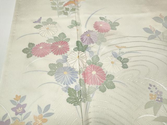 平和屋着物●訪問着 刺繍 立波草花文 銀彩 正絹 逸品 CABD7580ut