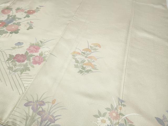 平和屋着物●訪問着 刺繍 立波草花文 銀彩 正絹 逸品 CABD7580ut