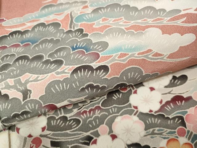 平和屋着物●訪問着 友禅 作家物 松梅文 暈し染め ロング丈 正絹 逸品 CABD7584ut