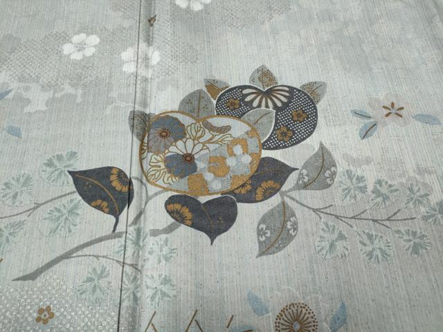 平和屋着物●訪問着 本場染大島紬 枝橘文 金彩 正絹 逸品 CABD7592ut