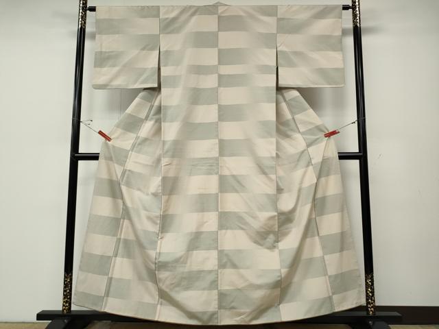 平和屋着物●上質な紬 横段文 正絹 逸品 CABD7593ut