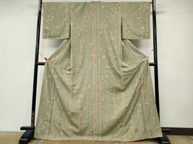 平和屋着物●上質な小紋 舞桜間道 金彩 ロング丈 正絹 逸品 未使用 CABD7598ut