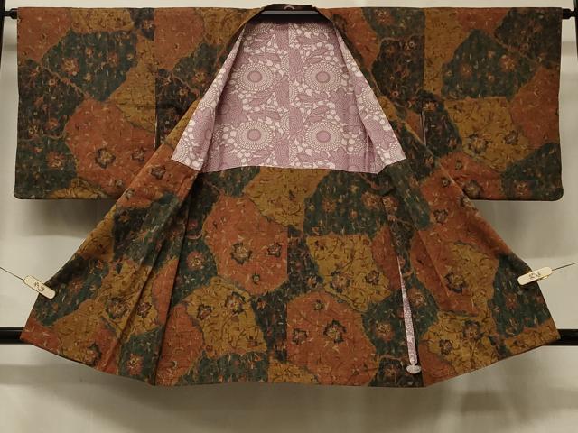 平和屋着物#道行コート 更紗花文 正絹 逸品 CABD7619in