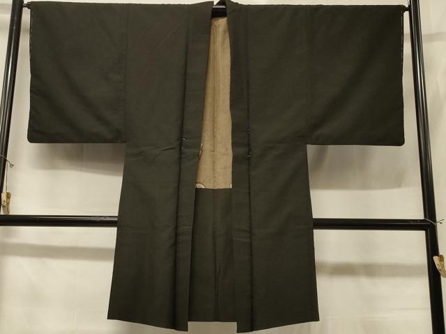 平和屋着物#男性 長羽織 海松茶色 正絹 逸品 CABD7649in