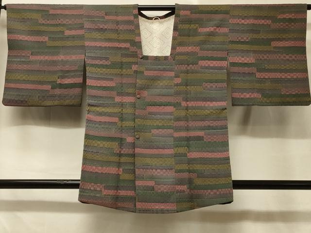 平和屋着物#道行コート 横段文 正絹 逸品 CABD7748in
