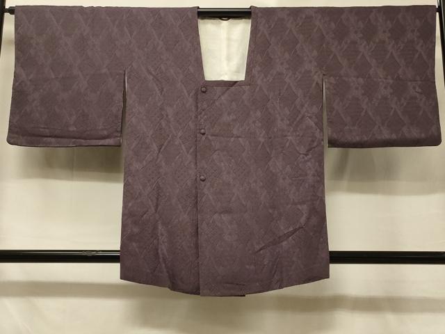 平和屋着物#道行コート 吉祥花菱地紋 葡萄鼠色 正絹 逸品 CABD7830in