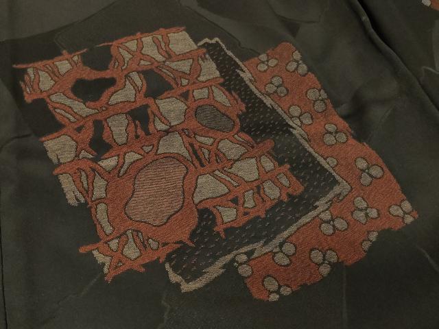 平和屋着物#羽織 寿光織 色紙重ね吉祥文 黒地 正絹 逸品 CABD7858in