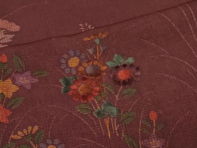 平和屋着物#道行コート 刺繍 草花文 高島屋扱い 正絹 逸品 CABD7886in