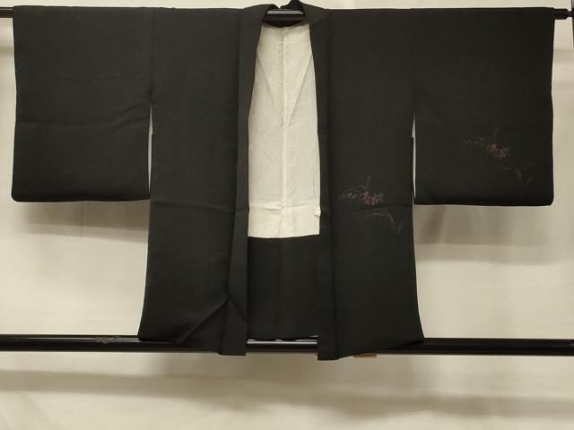平和屋着物#羽織 草花文 黒地 正絹 逸品 CABD7892in