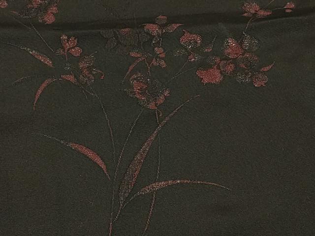 平和屋着物#羽織 草花文 黒地 正絹 逸品 CABD7892in