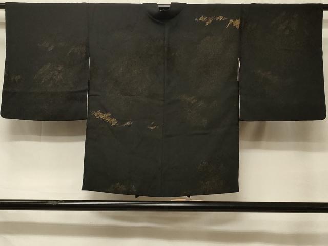 平和屋着物#羽織 寿光織 遠山文 黒地 金糸 正絹 逸品 CABD7906in