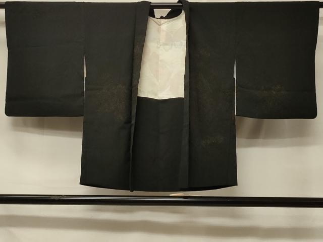 平和屋着物#羽織 寿光織 遠山文 黒地 金糸 正絹 逸品 CABD7906in