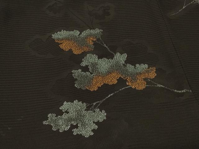 平和屋着物#羽織 寿光織 枝葉文 黒地 正絹 逸品 CABD7911in