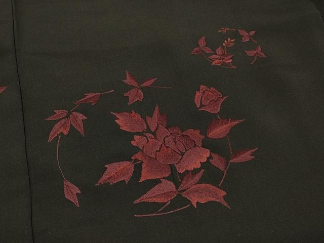 平和屋着物#羽織 総刺繍 草花丸文 黒地 正絹 逸品 CABD7935in