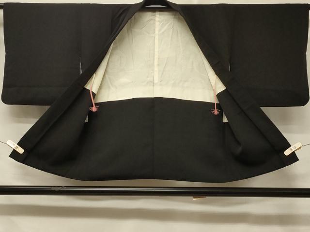 平和屋着物#羽織 駒刺繍 流水飾花文 黒地 銀糸 正絹 逸品 CABD7938in