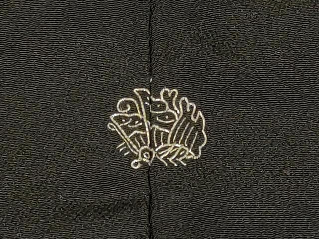 平和屋着物#羽織 寿光織 更紗花文 黒地 銀糸 正絹 逸品 CABD7950in