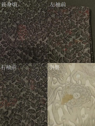 平和屋着物#羽織 枝葉文 黒地 正絹 逸品 CABD7952in