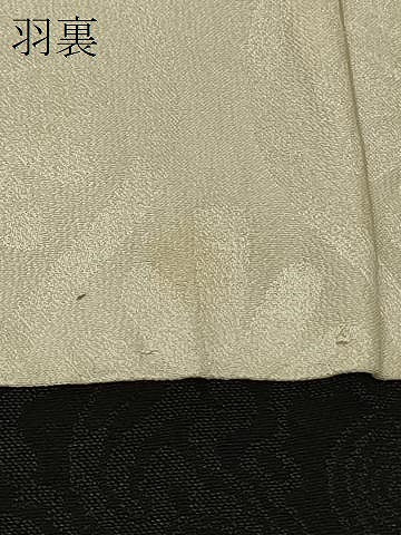 平和屋着物#羽織 寿光織 枝葉文 黒地 銀糸 正絹 逸品 CABD7962in